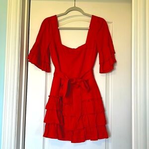 New without tag Red ruffled dress
